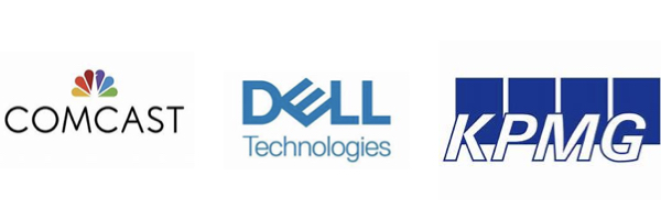 Comcast, Dell, KPMG logos